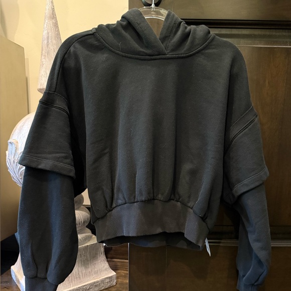 FP Movement by Free People Snow Flow Black Hoodie with Pink Geometric Accents - Picture 9 of 16